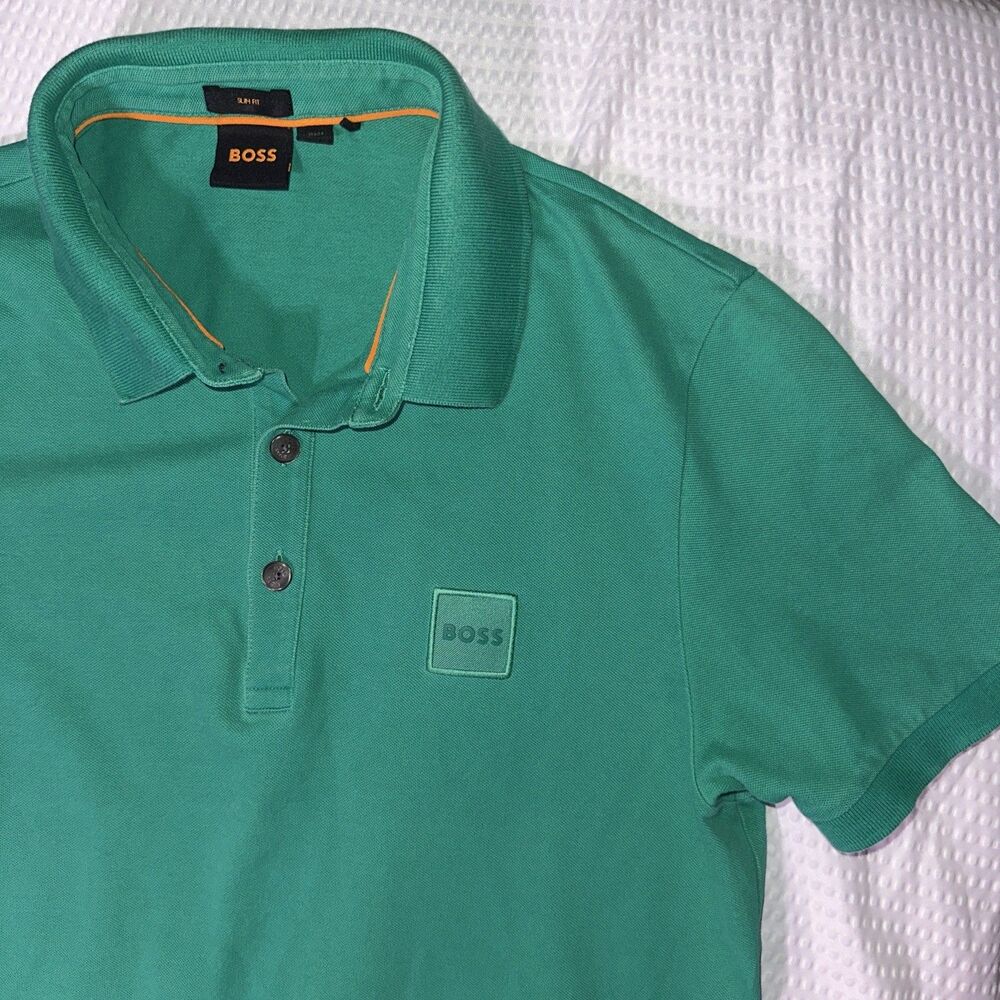 Hugo Boss Logo Patch Slim fit men's polo shirt, Medium, current style